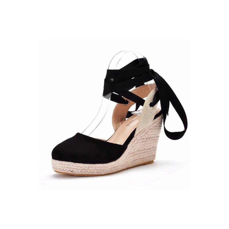 Bohemian Round Toe Platform Espadrille Wedge Heels