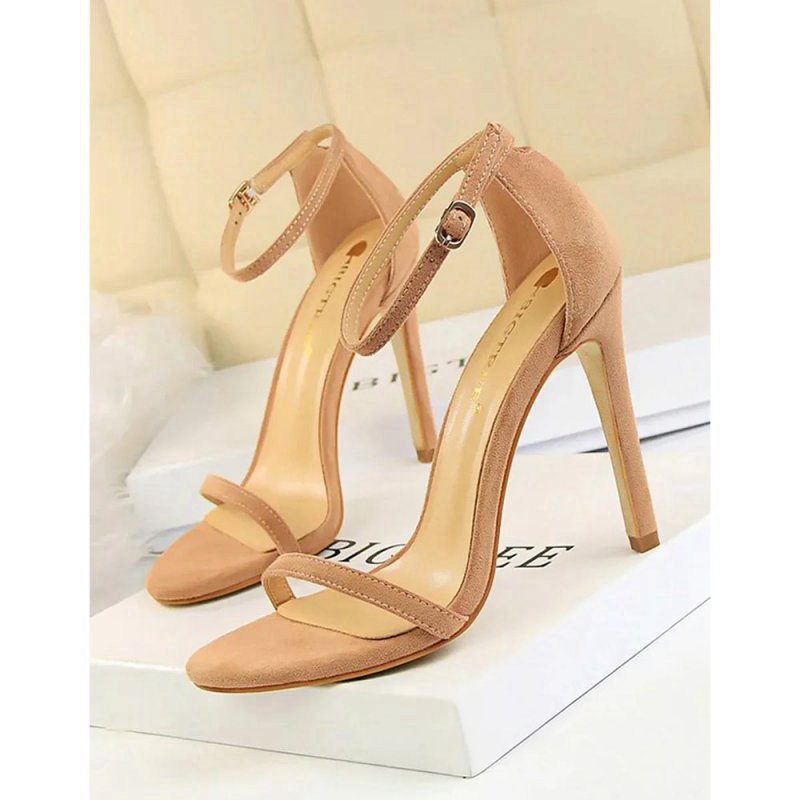 Apricot Strappy Stiletto Heels