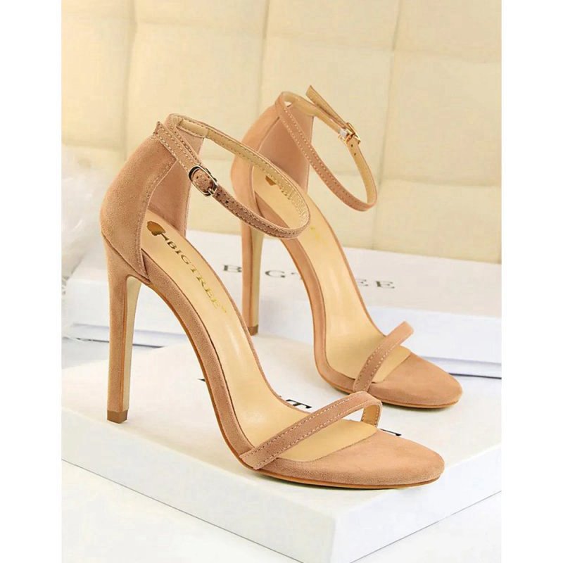 Apricot Strappy Stiletto Heels