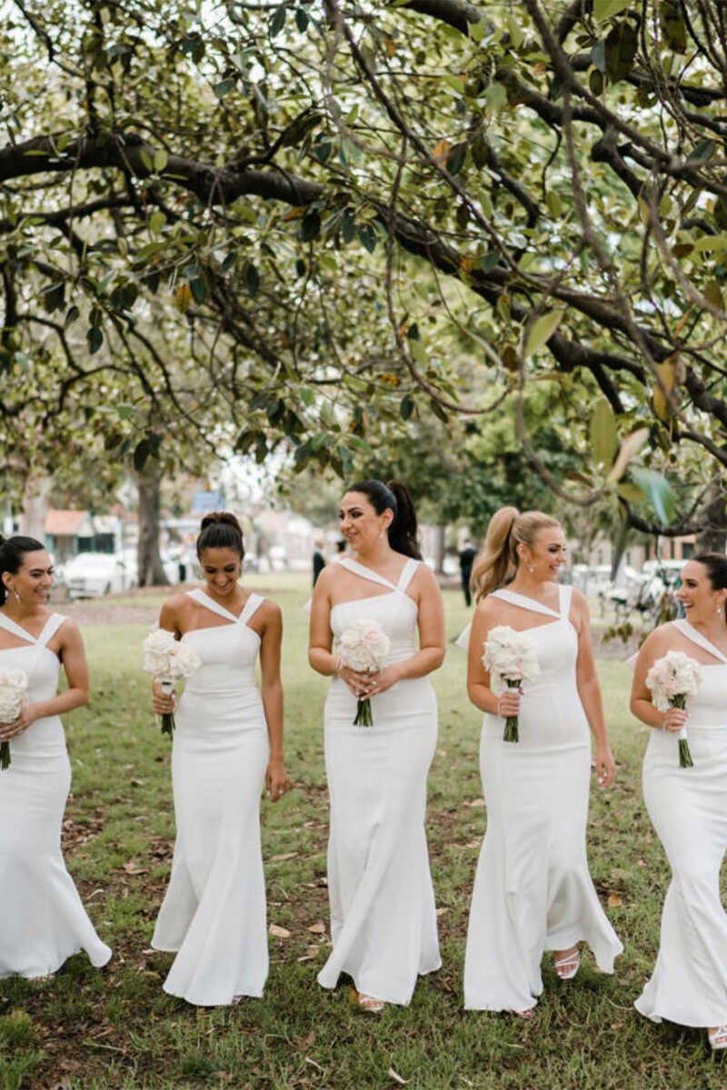 Bow-Back Mermaid Long Bridesmaid Dresses