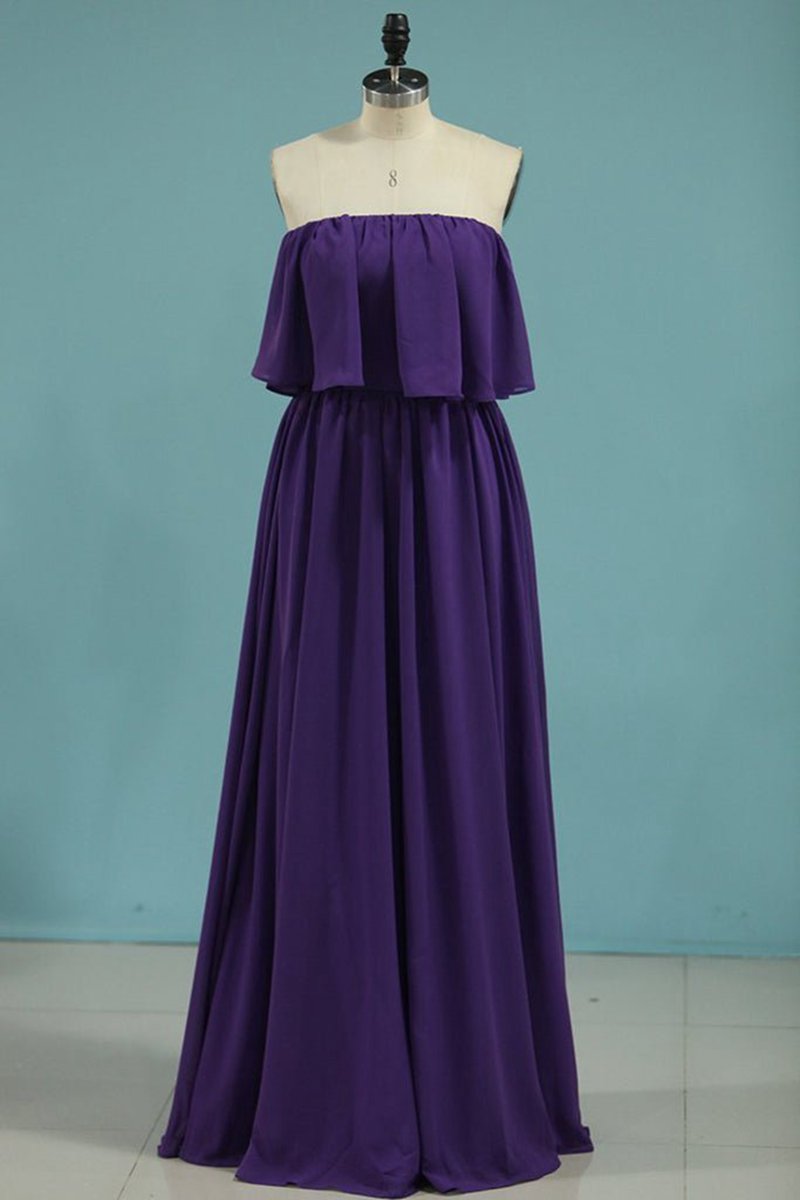 A-line Long Chiffon Off the Shoulder Mix And Match Bridesmaid Dresses