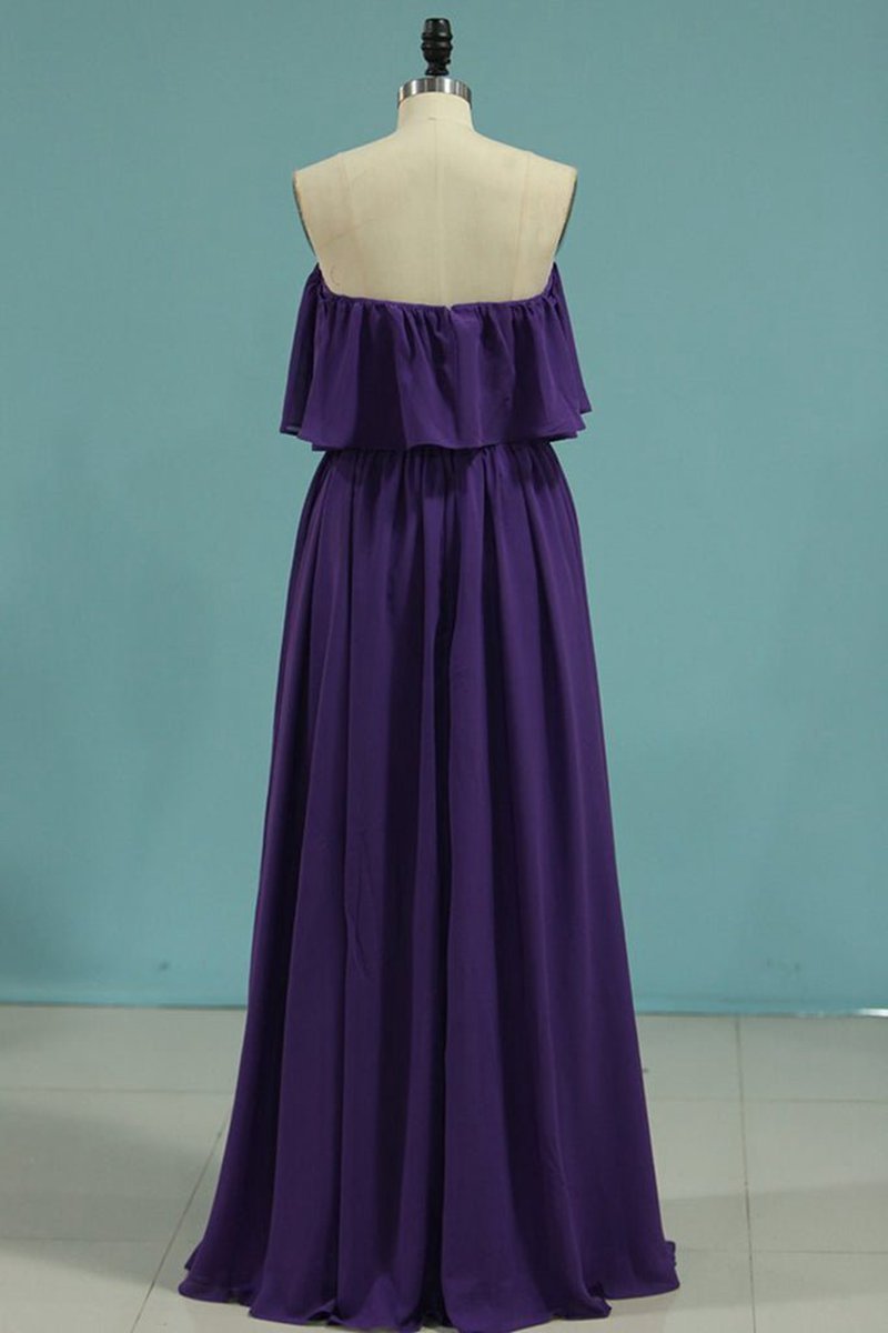 A-line Long Chiffon Off the Shoulder Mix And Match Bridesmaid Dresses