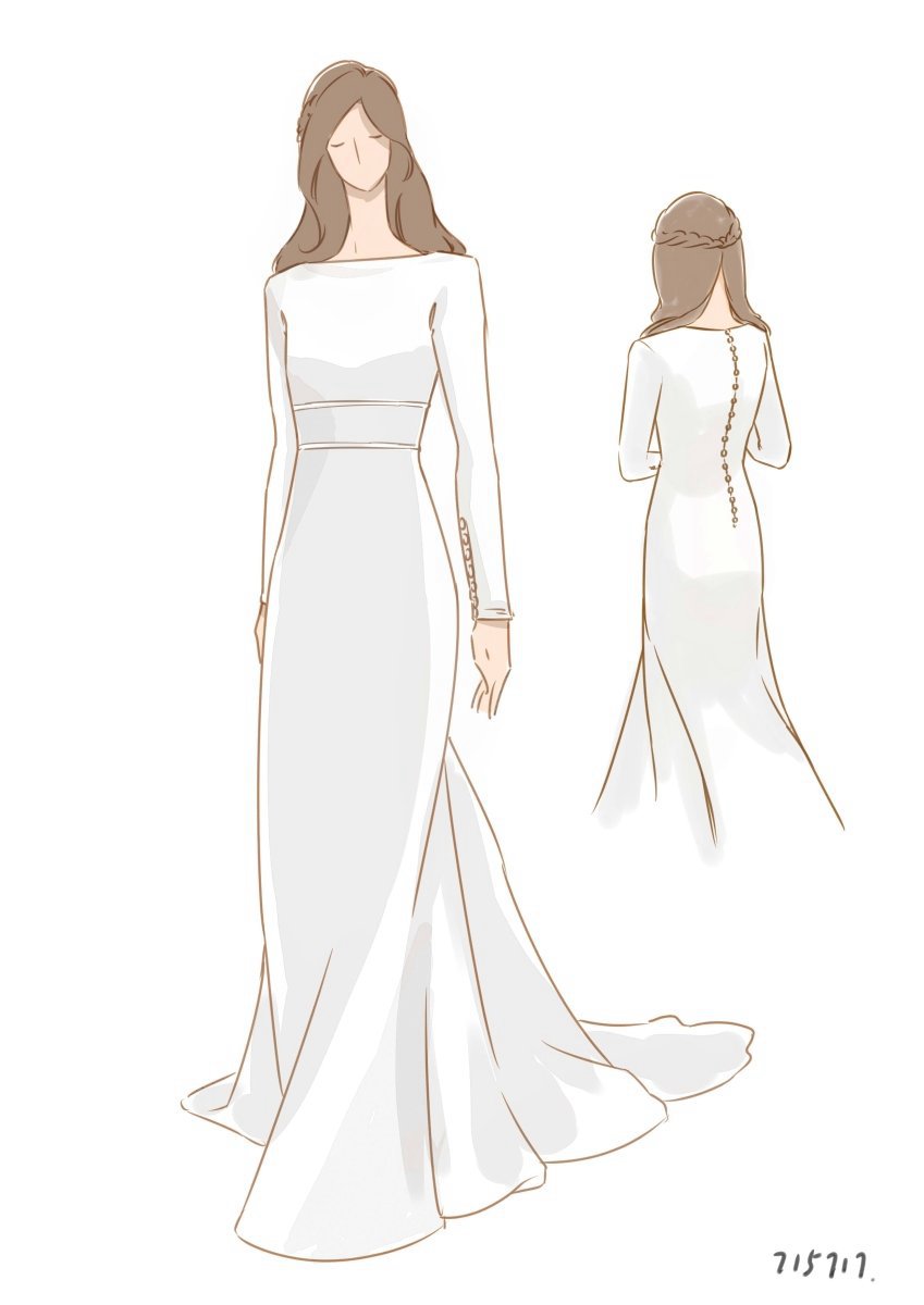 Modest Long Sleeve Satin Wedding Dresses with Sweep Train