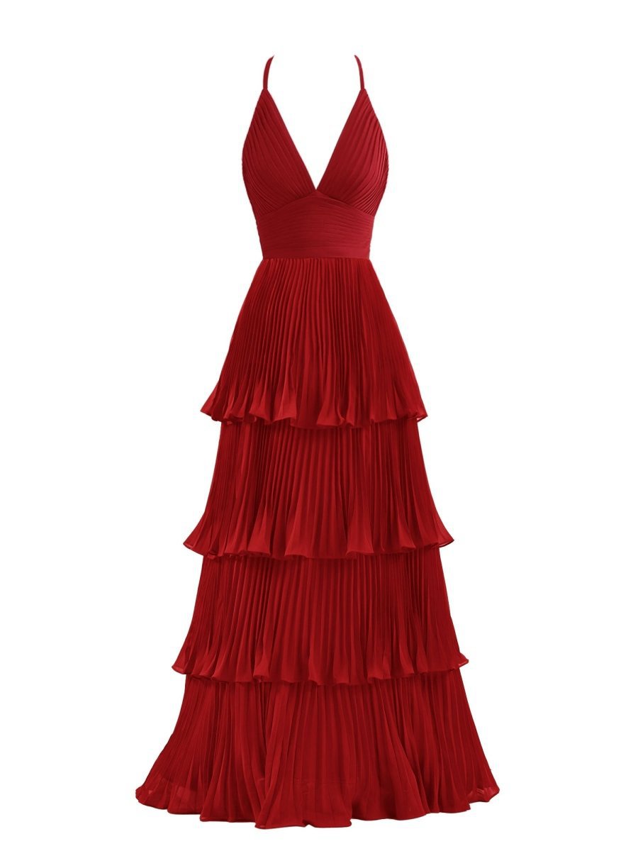 A-line Tie Floor Length Chiffon Bridesmaid Dresses