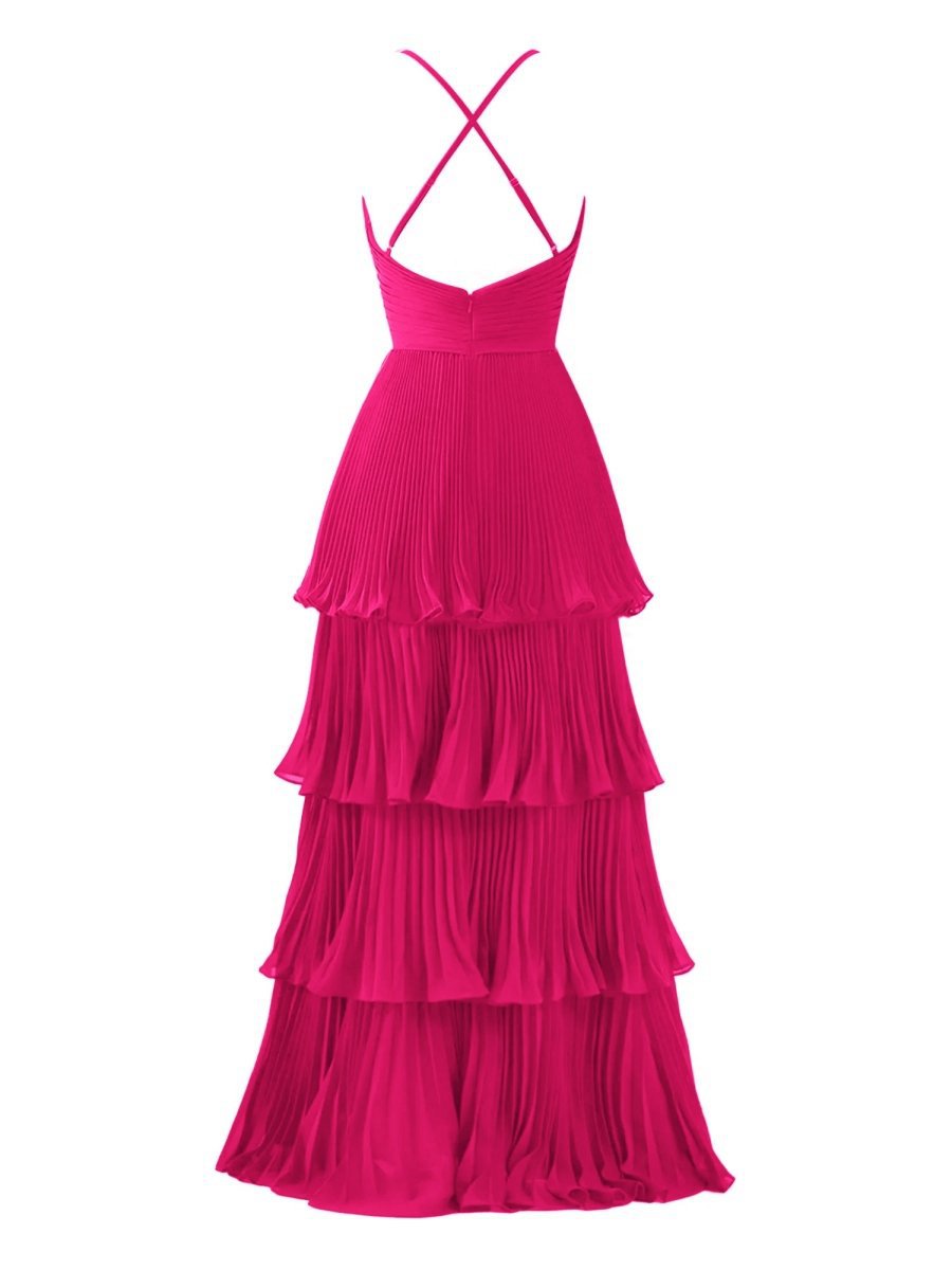 A-line Tie Floor Length Chiffon Bridesmaid Dresses