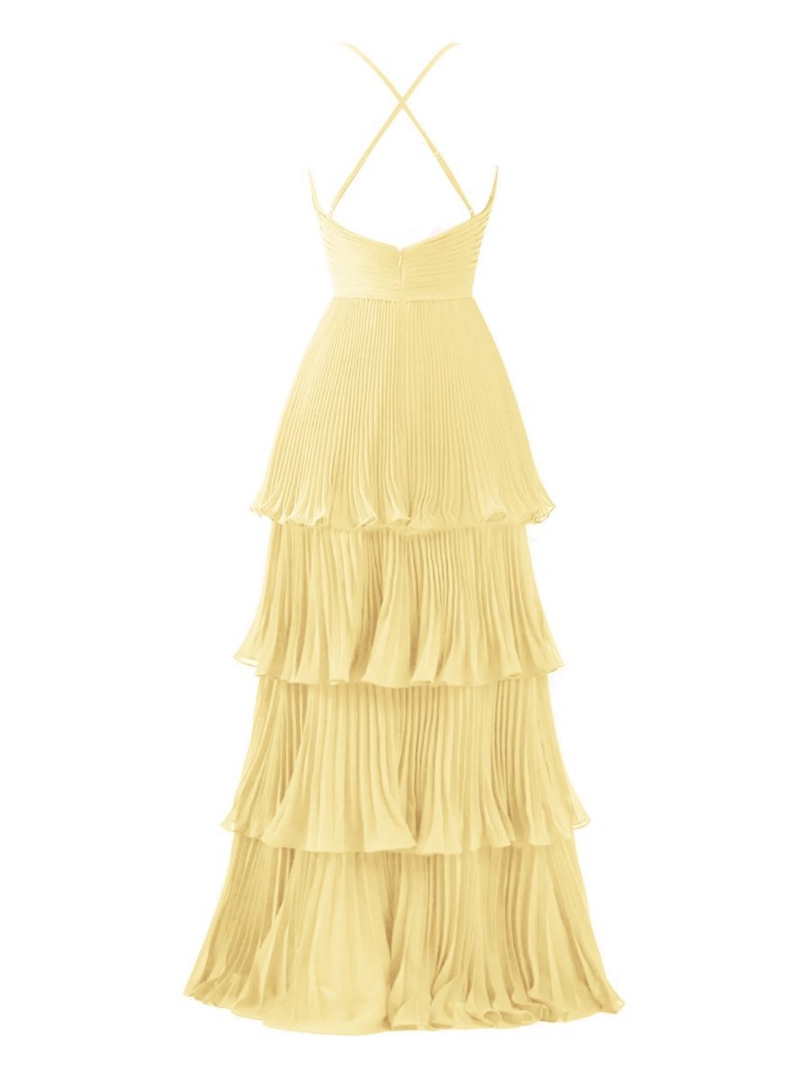 A-line Tie Floor Length Chiffon Bridesmaid Dresses
