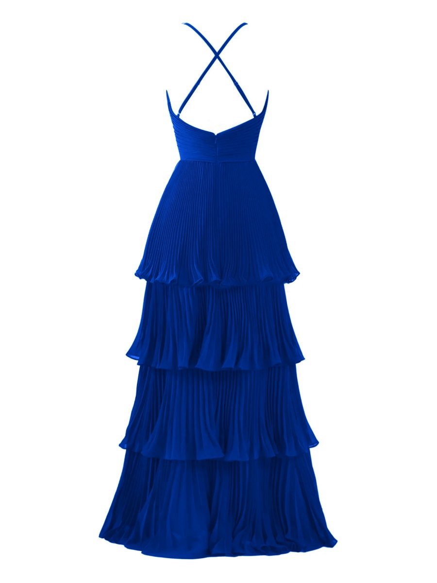 A-line Tie Floor Length Chiffon Bridesmaid Dresses