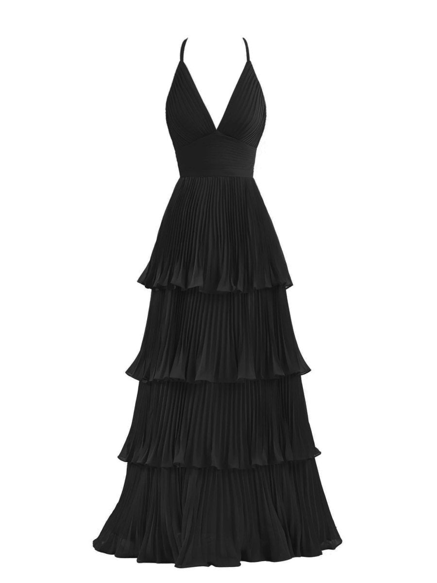 A-line Tie Floor Length Chiffon Bridesmaid Dresses