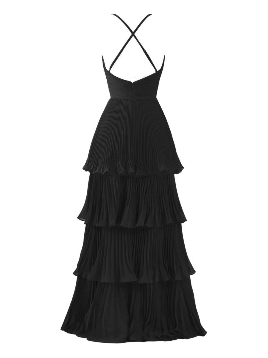 A-line Tie Floor Length Chiffon Bridesmaid Dresses