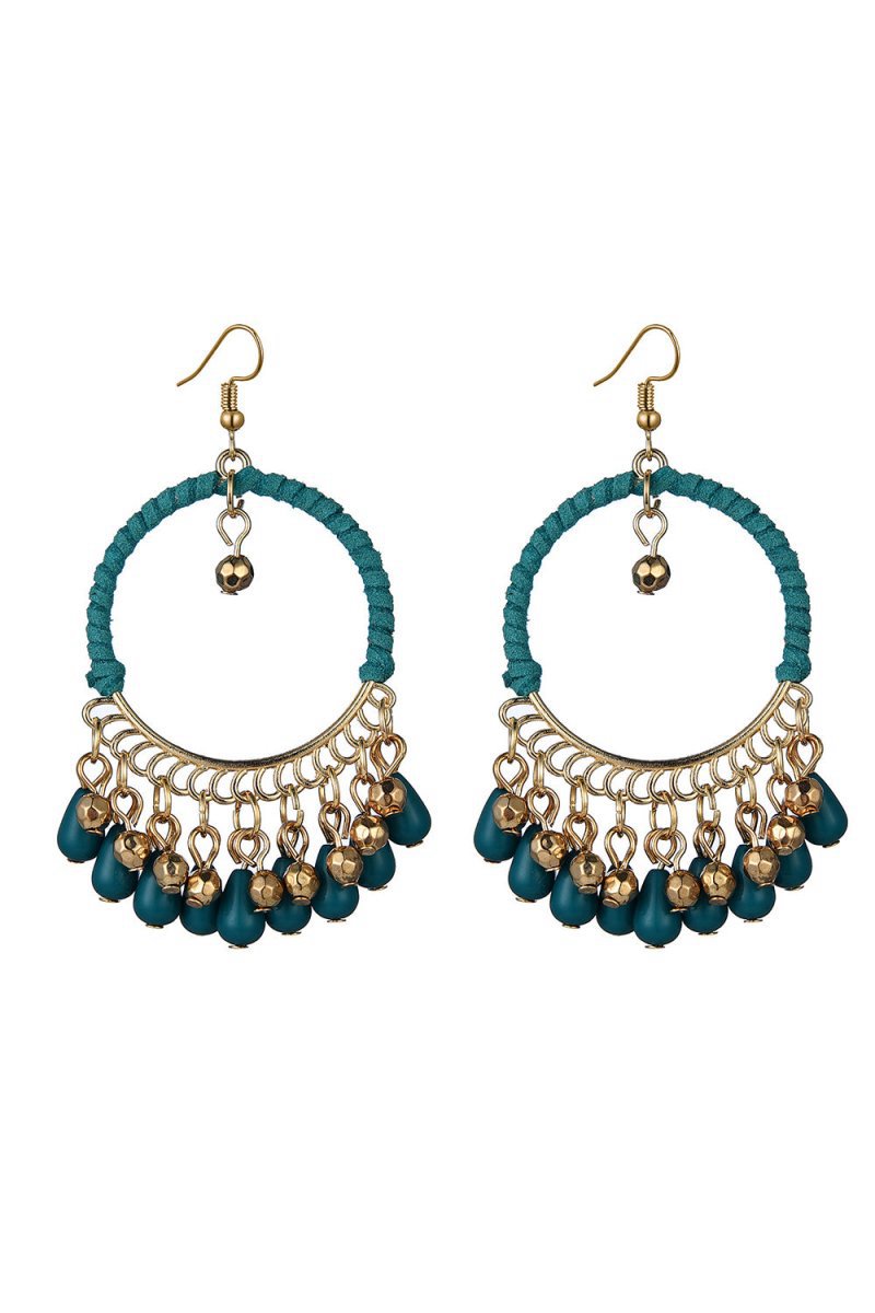 Peacock Boho Hoop Drop Earring