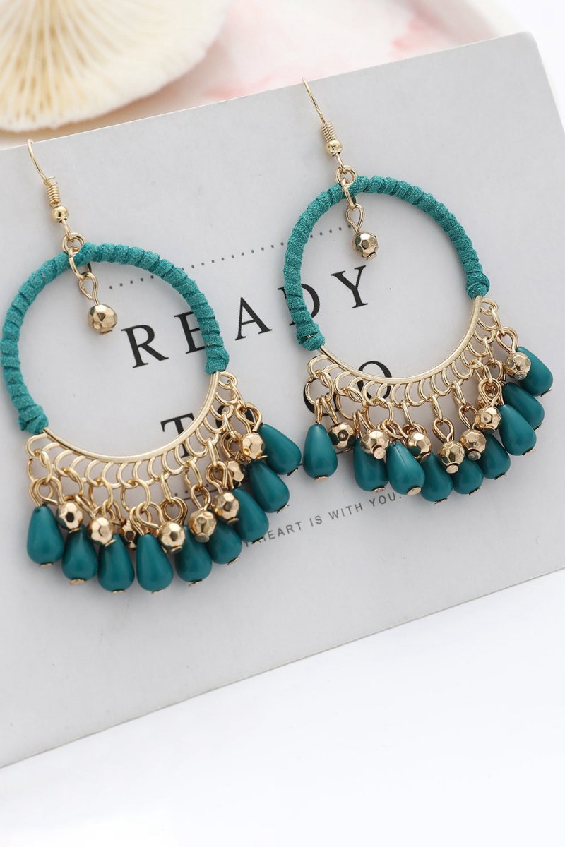 Peacock Boho Hoop Drop Earring
