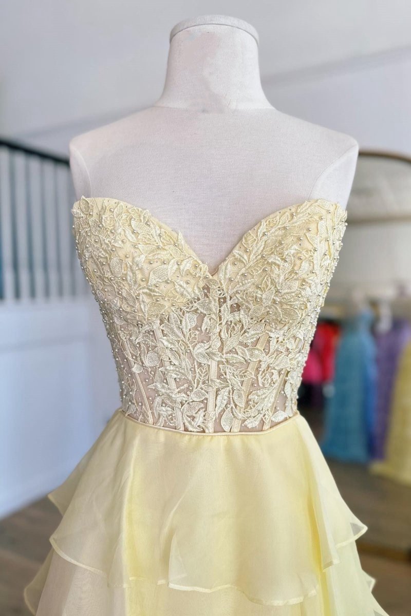 Chiffon Sweetheart Ruffle Tie Long Prom Dresses