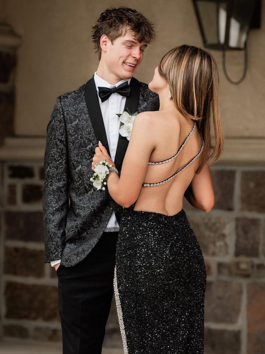 One Sholder Sequins Mermaid Prom Dresses with Slit