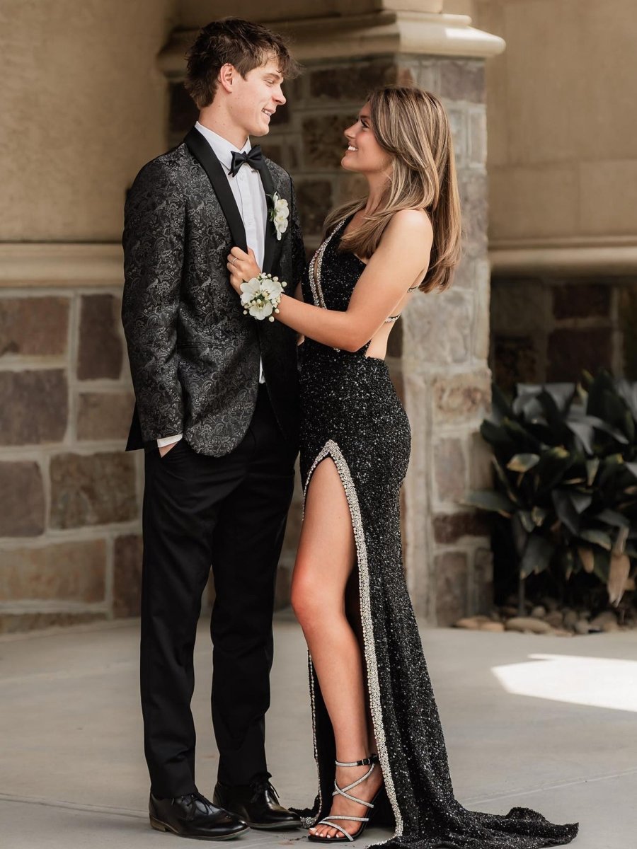 One Sholder Sequins Mermaid Prom Dresses with Slit