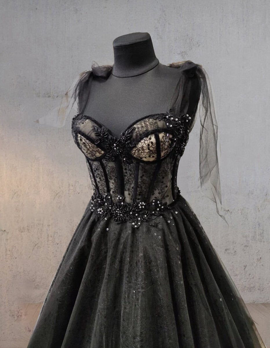 Glitter Lace Tulle Sweetheart Corset Court Wedding Dresses