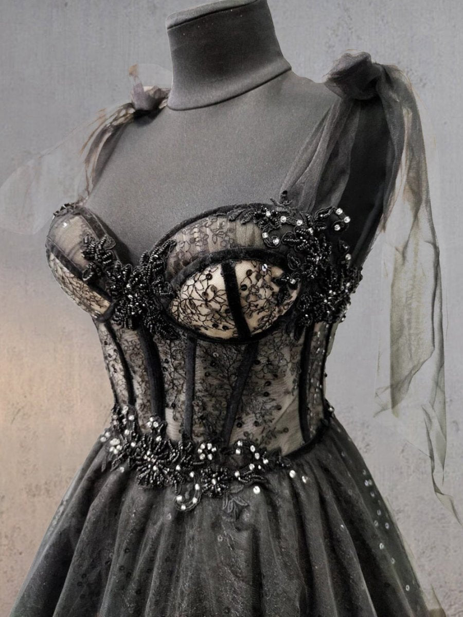 Glitter Lace Tulle Sweetheart Corset Court Wedding Dresses