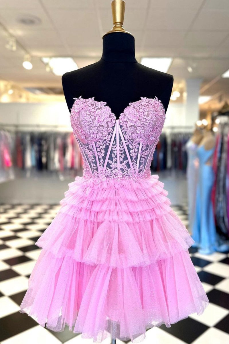A-line Sweetheart Homecoming Dresses with Ruffles