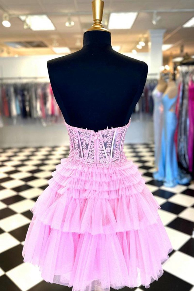 A-line Sweetheart Homecoming Dresses with Ruffles
