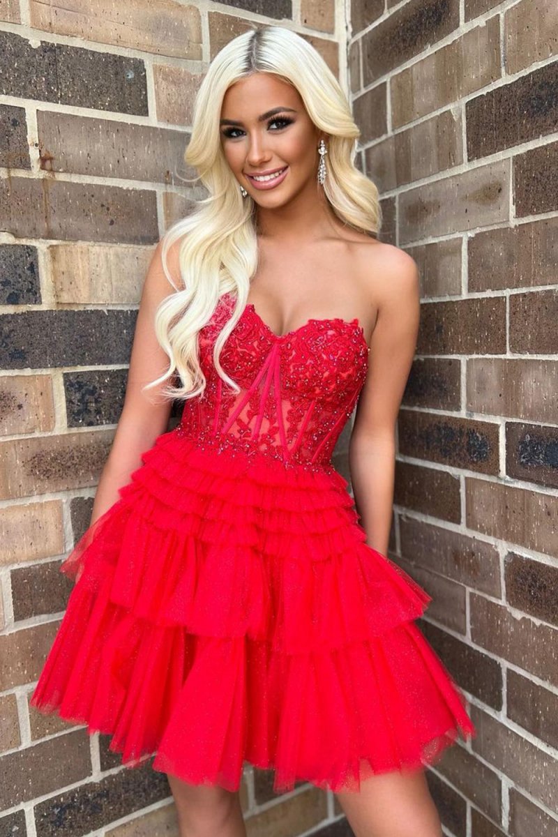 A-line Sweetheart Homecoming Dresses with Ruffles
