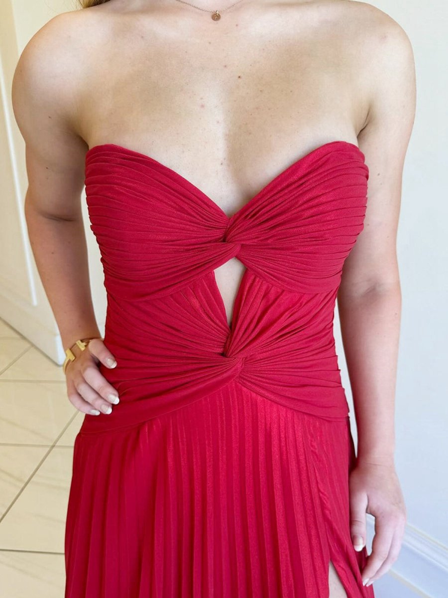 Strapless Keyhole Pleated A-line Prom Dresses