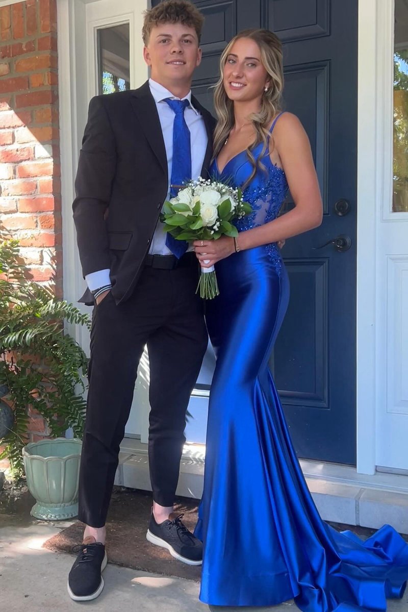 Sage Spaghetti Strap Backless Trumpet Long Gown