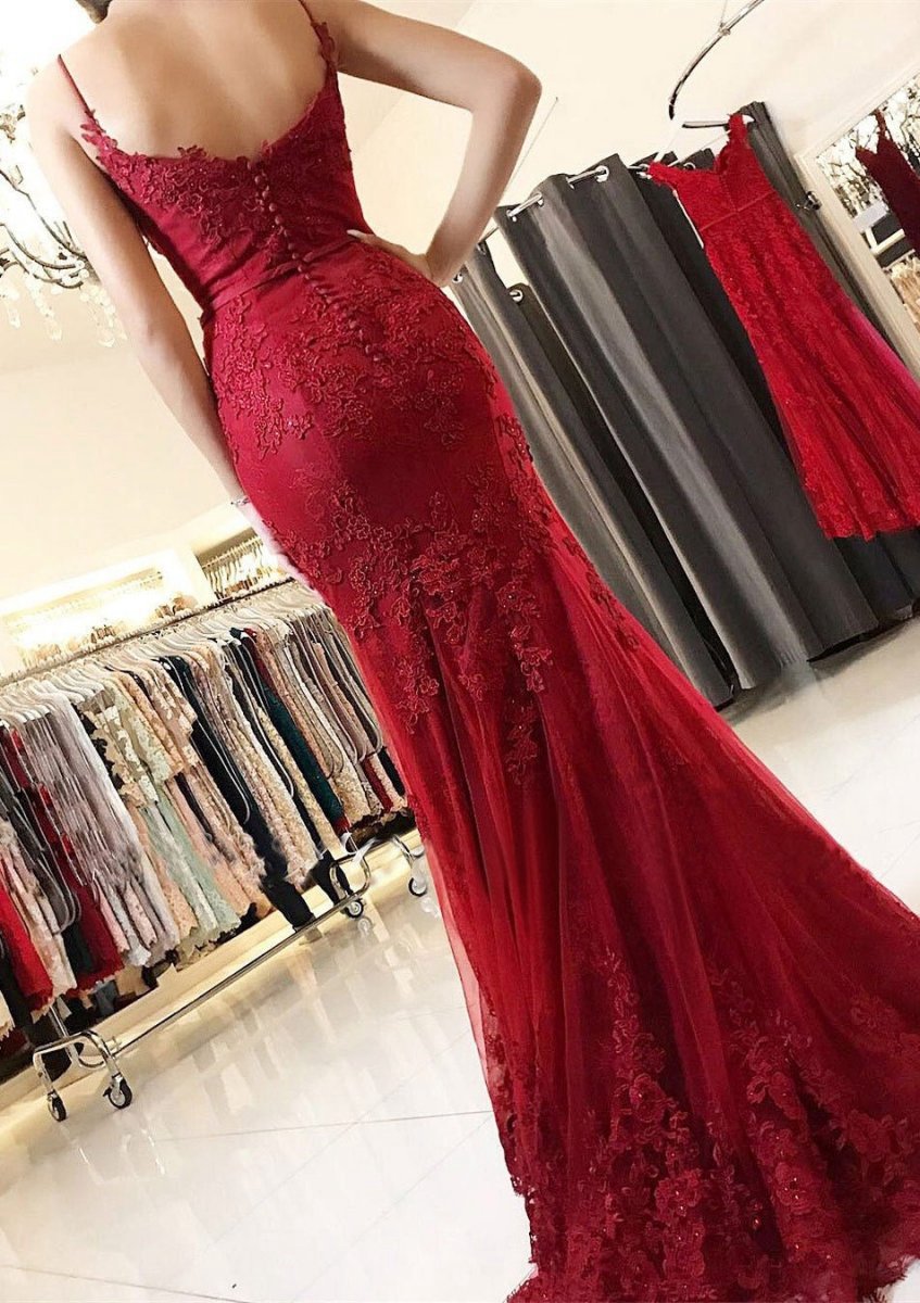 Mermaid Sweetheart Sleeveless Floor-Length Tulle Prom Dresses with Appliqued