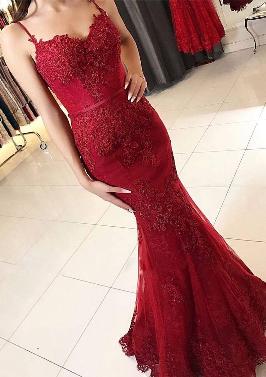 Mermaid Sweetheart Sleeveless Floor-Length Tulle Prom Dresses with Appliqued