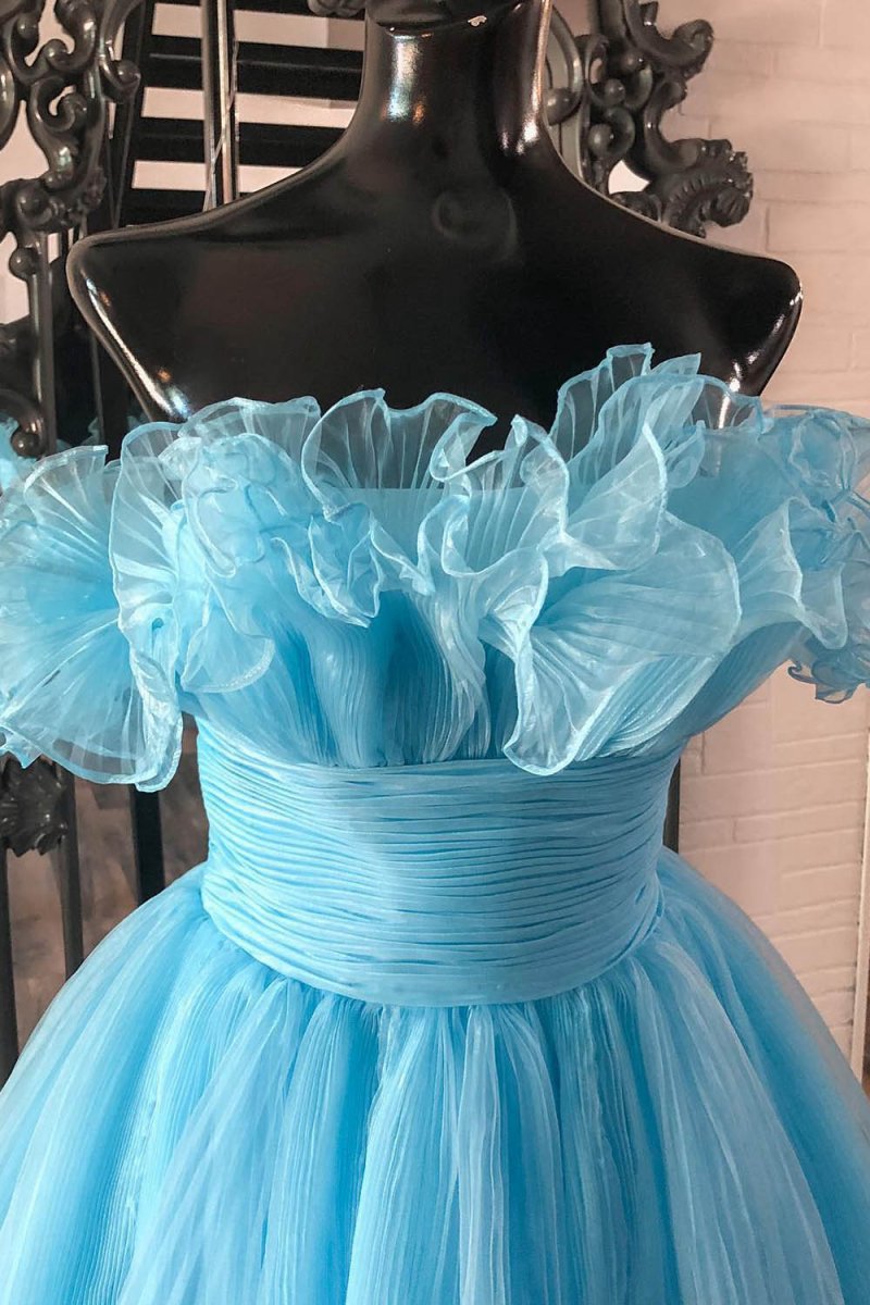 A-line Strapless Ruffled Short Homecoming Dresses