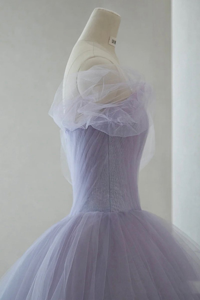 Tulle Short A-line Prom Dresses Cute Off the Shoulder Party Dresses