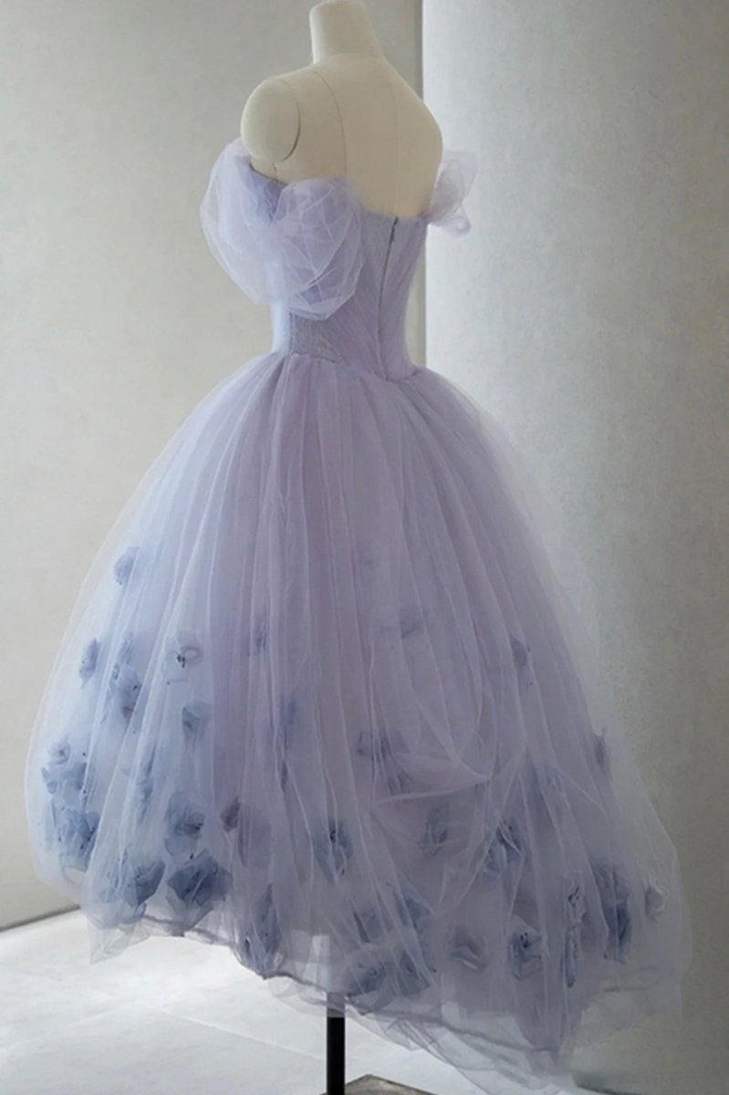 Tulle Short A-line Prom Dresses Cute Off the Shoulder Party Dresses