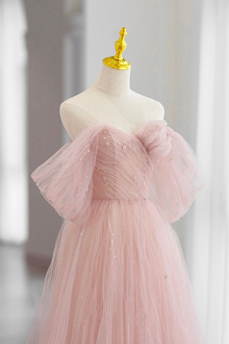 Tulle Floor Length Prom Dresses Cute A-line Evening Party Dresses