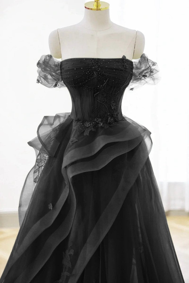 Tulle Lace Long Prom Dresses with Corset Formal Party Dresses