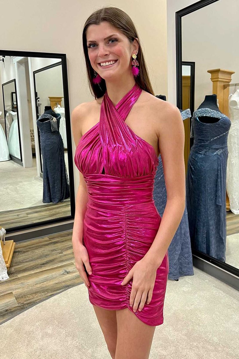 Halter Ruched Short Party Dresses