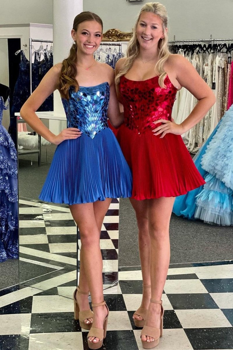 Cut Glass Mirror Strapless A-line GatheParty Dresses