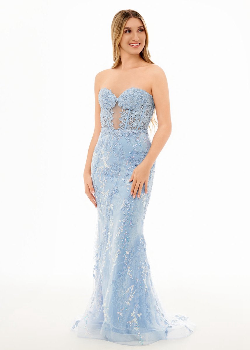 Sweetheart Lace Appliques Mermaid Long Prom Dresses