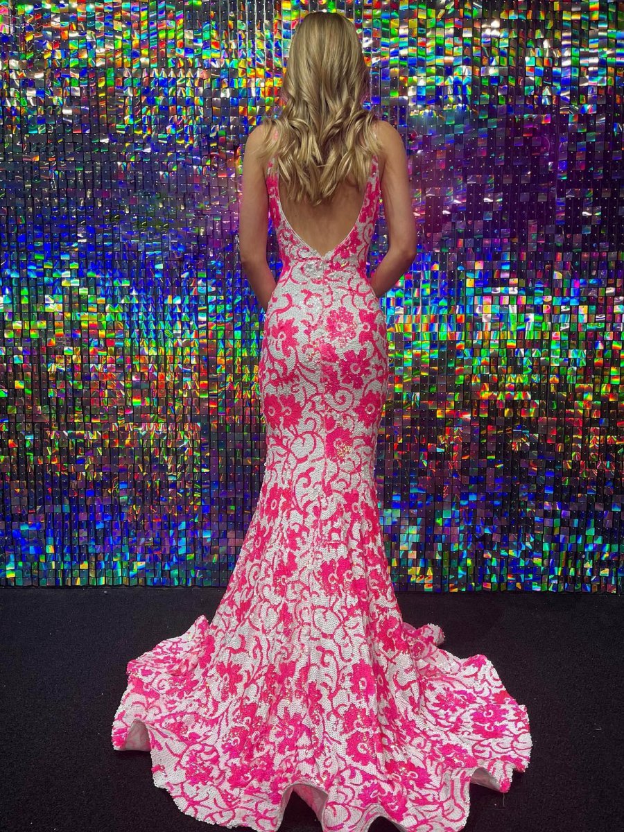 V Neck Sequin Lace Mermaid Prom Dresses