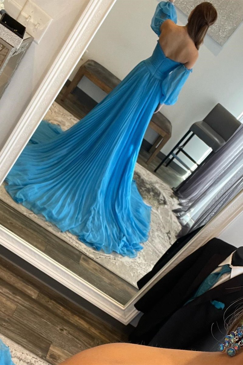 Rhinestones Strapless A-line Prom Dresses with Sleeves