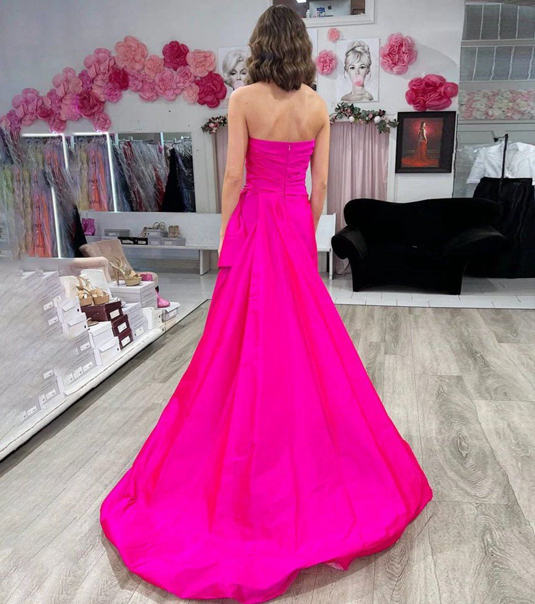 Strapless A-line Prom Dresses with Slit