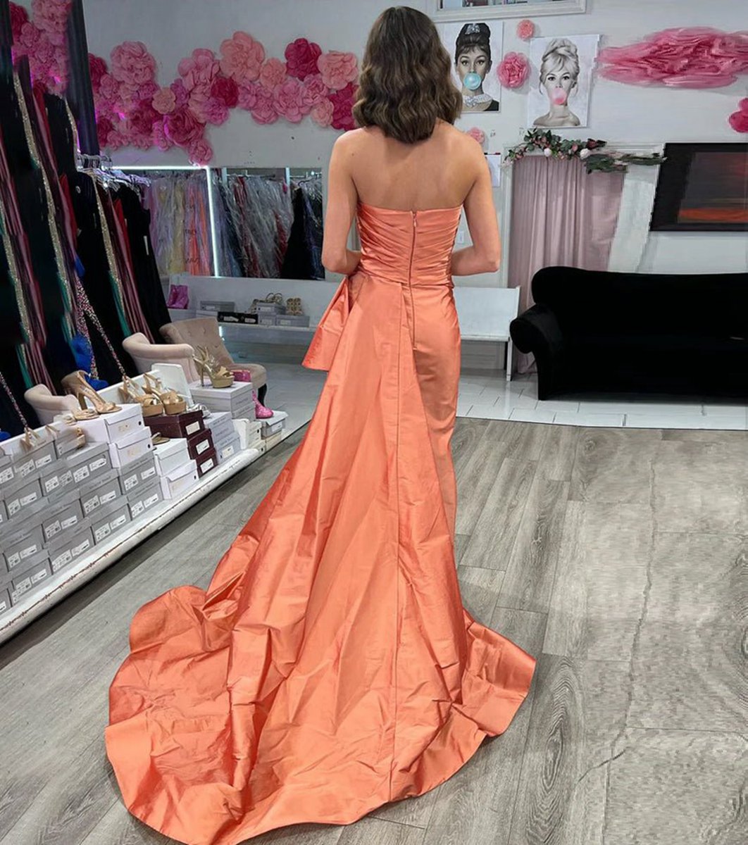 Strapless A-line Prom Dresses with Slit