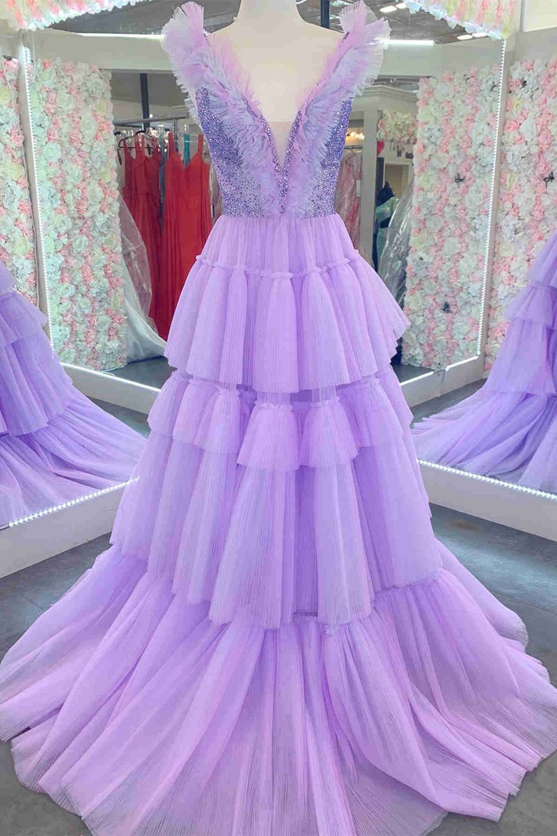 Sequin Top Tie Tulle Long Formal Dresses