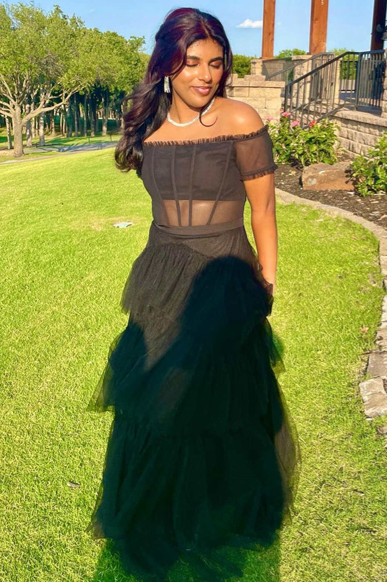 Off the Shoulder Tie Tulle Lond Prom Dresses