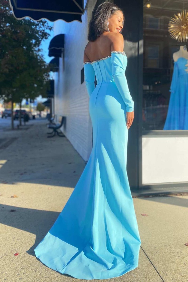 Off-the-Shoulder Long Sleeve Mermaid Formal Dresses