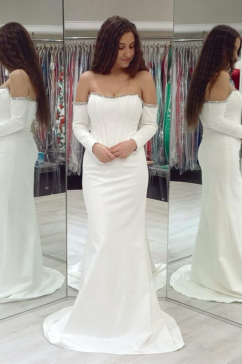 Off-the-Shoulder Long Sleeve Mermaid Formal Dresses