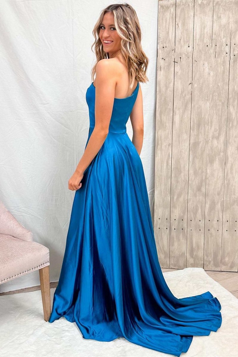 One-Shoulder Wrap A-line Prom Dresses
