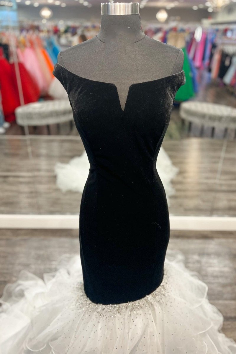 Velvet Off-the-Shoulder Multi-Layer Trumpet Formal Gown