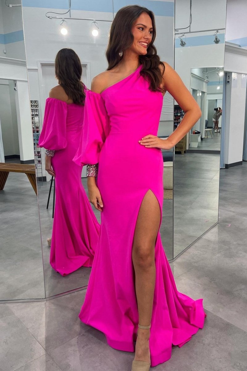 Asymmetrical Cobalt Mermaid Long Formal Dresses with Slit