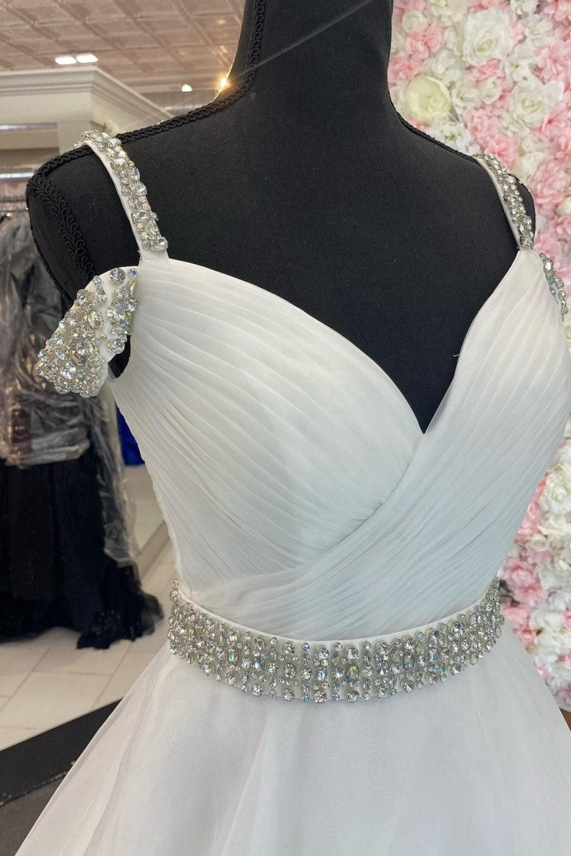 Beaded Cold-Shoulder A-line Prom Dresses