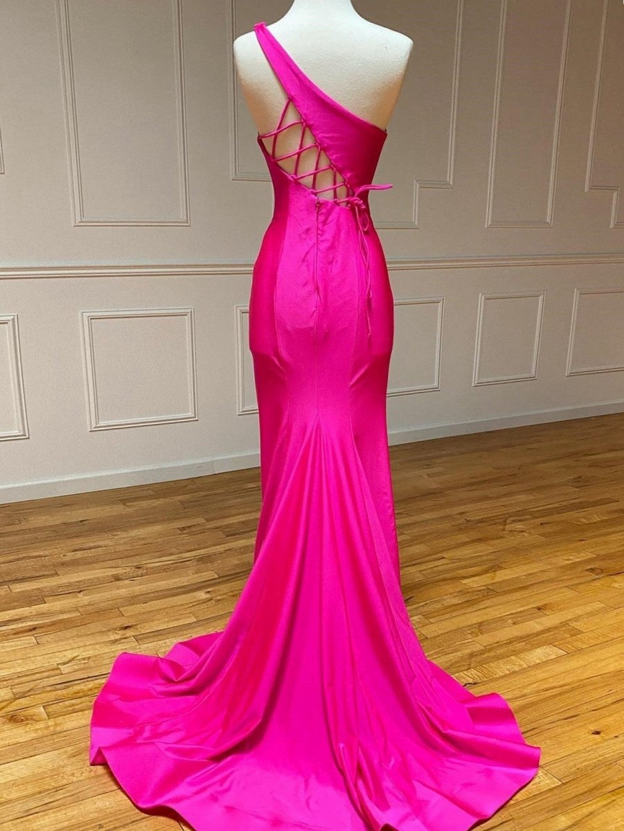 Mermaid One Shoulder Long Prom Dresses