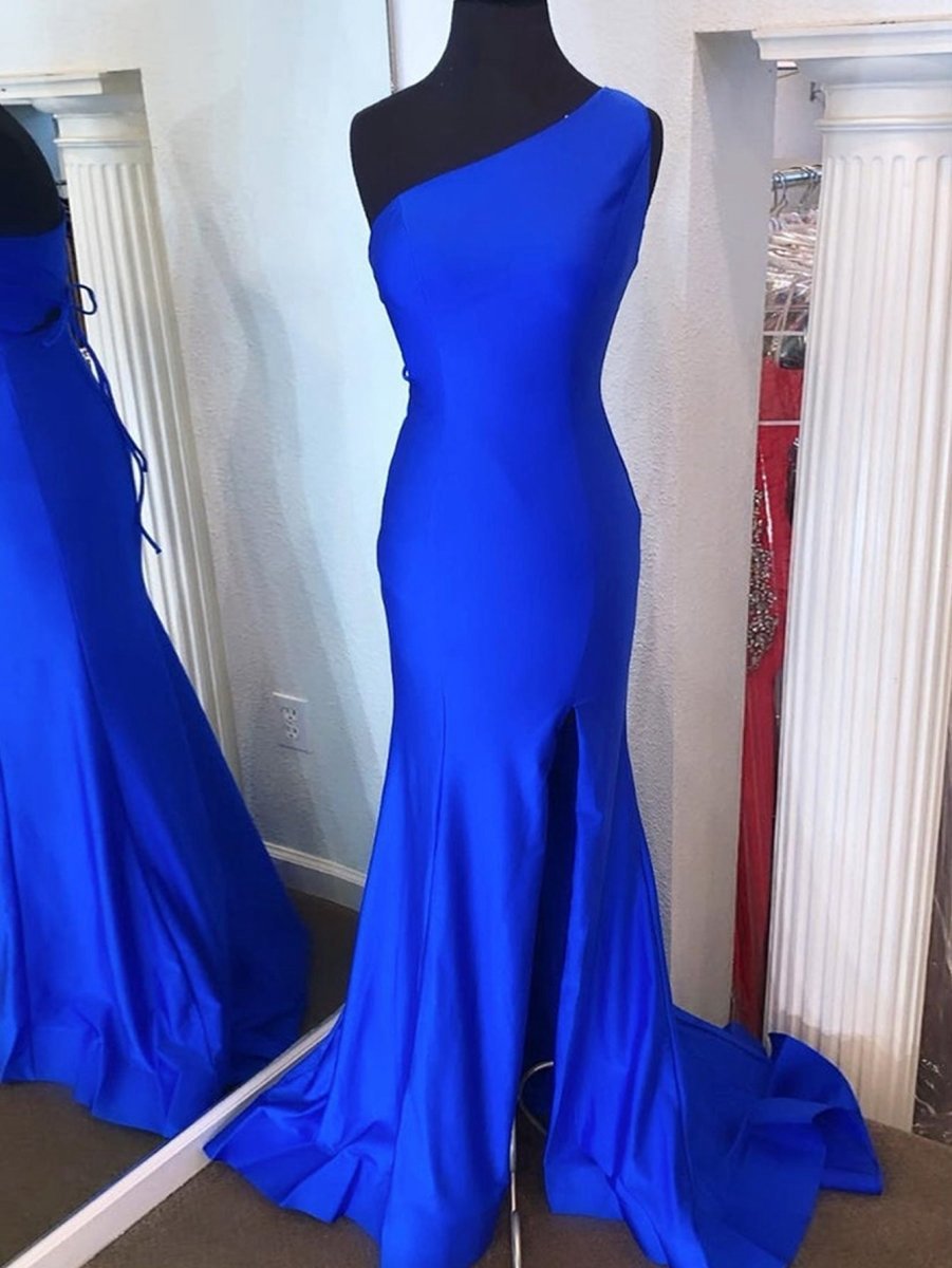 Mermaid One Shoulder Long Prom Dresses