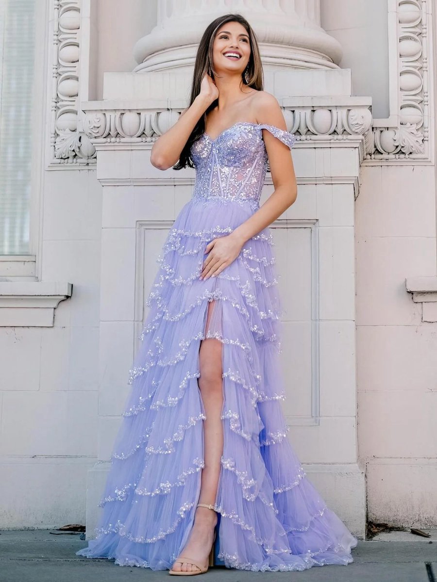 A-line Sweetheart Tulle Prom Dresses with Appliques